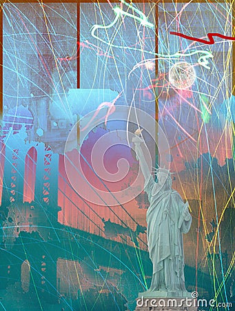 Statue of liberty and NYC Stock Photo