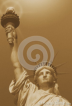 Statue of Liberty sepia toned Stock Photo