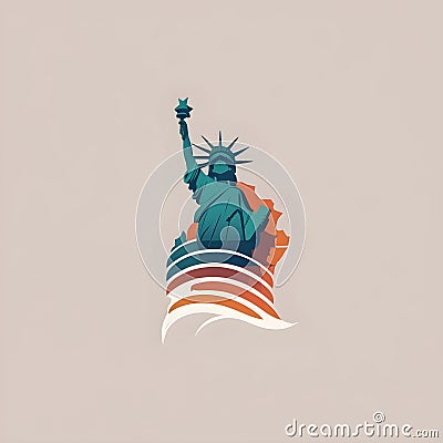 Statue of Liberty and stylized USA flag symbol Stock Photo