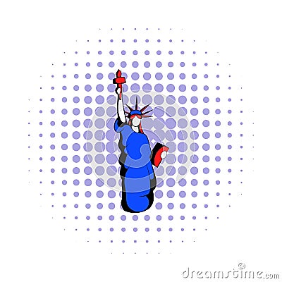 Statue of Liberty in the USA flag colors icon Vector Illustration