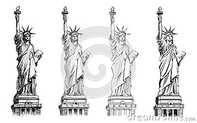 Statue of liberty, vector collection of illustrations. Vector Illustration