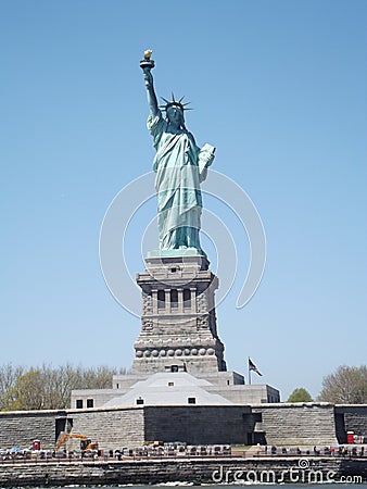 The Statue of Liberty via ferry Stock Photo