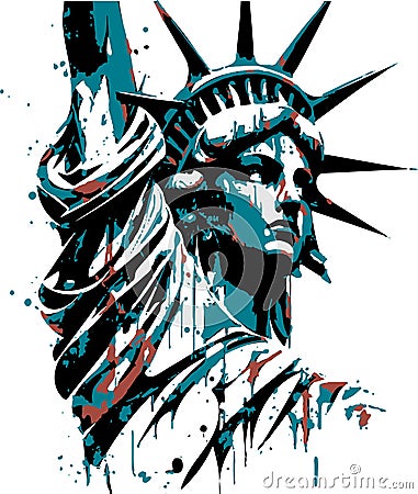 Statue of Liberty on a white background, New York landmark, USA Vector Illustration