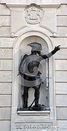 Statue of Lieutenant Colonel Charles-Michel d`Irumberry de Salaberry Editorial Stock Photo