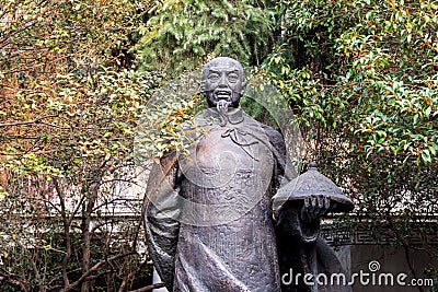 Statue of Lin Zexu, a Chinese scholar-official of the Qing dynasty best known for his role in forceful opposition to the opium Stock Photo