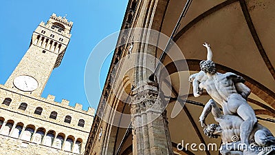 A statue in Loggia dei Lanzi in Florence, Italy Editorial Stock Photo