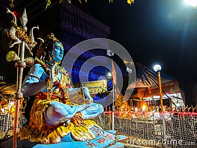 Statue of Lord Shiva on the street of Rishikesh Editorial Stock Photo