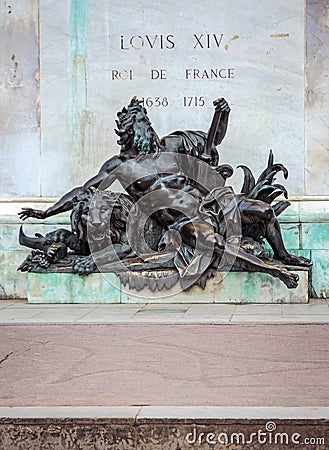 Statue of Louis XIV Lyon city, France Editorial Stock Photo