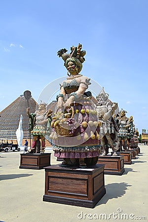 Statue of Macedonia in a group of statues of The Food People by Dante Ferretti at the Expo Milano 2015. Editorial Stock Photo