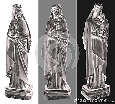 Statue Of Madonna With Child Vector Vector Illustration