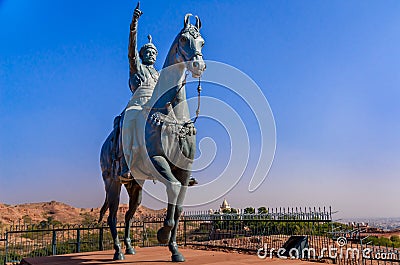 Statue Of Maharaja Rao Jodha ji founder of Jodhpur near Jaswant Thada Editorial Stock Photo