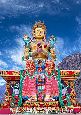 Statue of Maitreya Buddha near Diskit Monastery in Ladakh, India Stock Photo