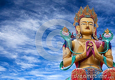 Statue of Maitreya Buddha near Diskit Monastery in Nubra valley, India Stock Photo