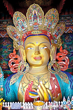 Statue of Maitreya Buddha at Thiksey Monastery, Leh-Ladakh, Jammu and kashmir, India Stock Photo