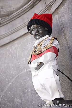 Statue Of Mannekin Pis In Brussels Stock Photo