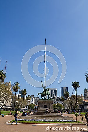 The Statue of Manuel Belgrano on the Plaza de Mayo in Buenos Aires, Argentina Editorial Stock Photo