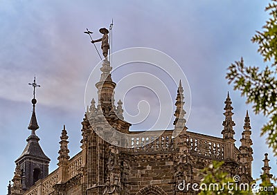 Statue of the maragato Pedro Mato located in one of the towers of cathedral of Astorga. Spain Stock Photo