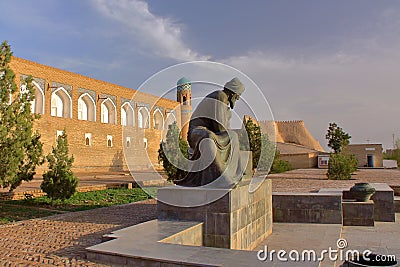 Statue of Mathematician Al Khoresmy in Khiva Stock Photo