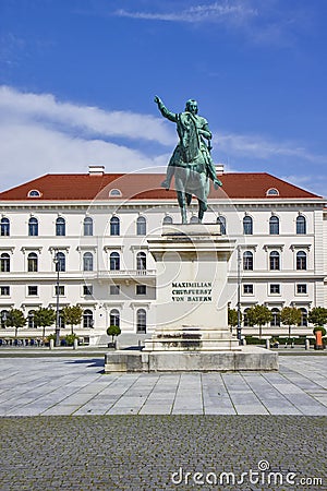 Statue of Maximilian at the Wittelsbacherplatz in Munich /Bavaria, Germany Editorial Stock Photo