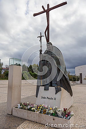 Statue in Memory of the Pope John Paul II in FÃ¡tima, Portugal Editorial Stock Photo