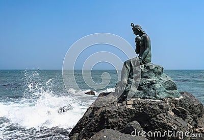 Statue of mermaid in Dongbaek park Editorial Stock Photo