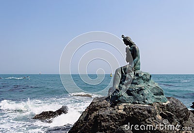 Statue of mermaid in Dongbaek park Editorial Stock Photo