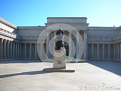 Rodin thinking statue in the middle of building Editorial Stock Photo