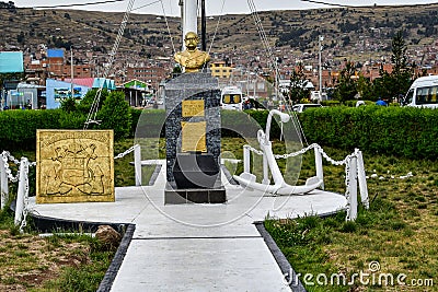 The statue of Miguel MarÃ­a Grau Seminario-Puno-Peru - 567 Editorial Stock Photo