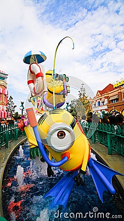 Statue of `MINION PARK ENTRANCE` Editorial Stock Photo