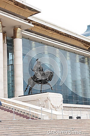 Statue of horse rider, Ulaanbaatar, Mongolia Editorial Stock Photo