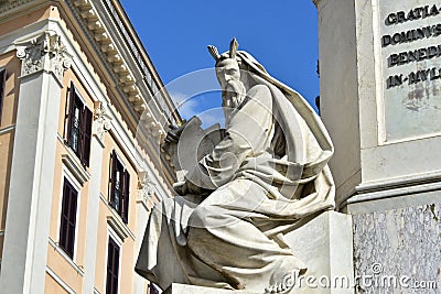 Statues of Moses - details of the basement of the Column of the Immaculate Conception in Rome, Italy Editorial Stock Photo