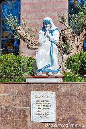 Statue of Mother Teresa in Tirana, Albania Editorial Stock Photo