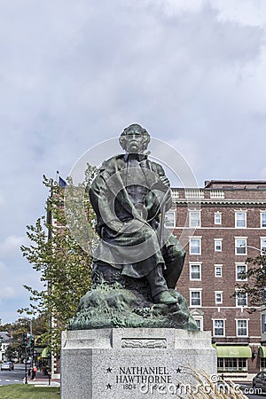Statue of nathaniel hawthorne born in Salem Editorial Stock Photo