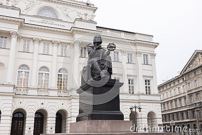 Statue Nicolaus Copernicus or Mikolaj Kopernik, monument made by Danish sculptor Bertel Editorial Stock Photo