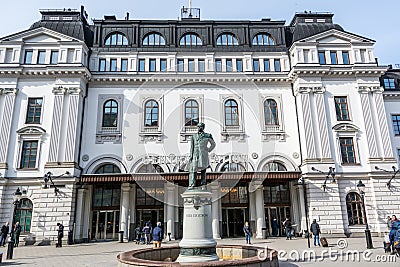 Statue of Nils Ericson in front of Stockholm Central Station, a railway station in Stockholm, Sweden, situated in the district of Editorial Stock Photo