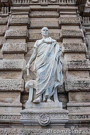 Statue of a nobel Roman lawyer Papinianus, in front of the Palace of Justice, Rome, Italy Editorial Stock Photo