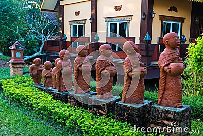 Statue novices of thailand. Stock Photo