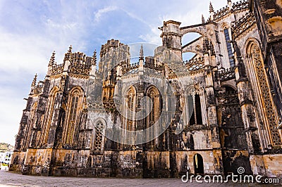Medieval Batalha Monastery in Batalha, Portugal, Gothic architecture Stock Photo