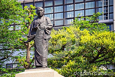 Statue of Oishi Kuranosuke, the leader of 47ronin at Sengakuji Temple in Tokyo, Japan Stock Photo