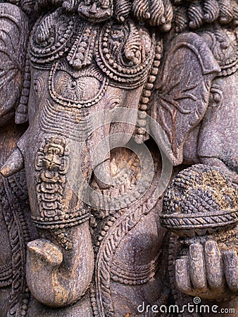 The Statue of Old Ganesha Carving Stock Photo