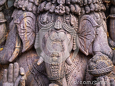 The Statue of Old Ganesha Carving Stock Photo