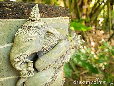 The Statue of Old Ganesha Carving in The Museum Stock Photo