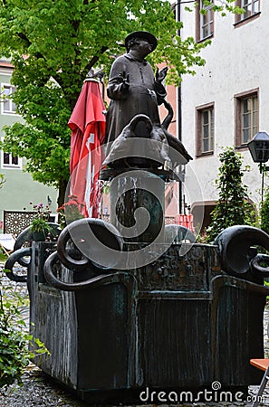 Statue in the Old Town of Regensburg, Bavaria Editorial Stock Photo