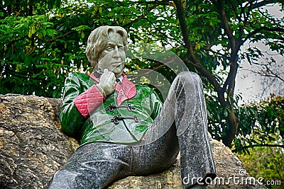 Statue of Oscar Wilde at Merrion Square, Dublin, Ireland Editorial Stock Photo