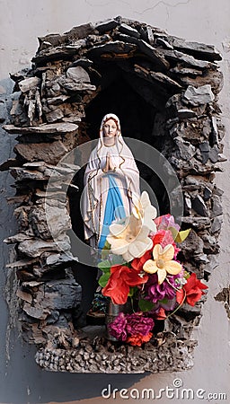 Statue of Our Lady of Lourdes at Shishu Bhavan in Kolkata, India Editorial Stock Photo
