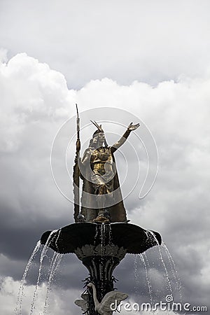 Statue of Pachacuti in Cusco, Peru Editorial Stock Photo