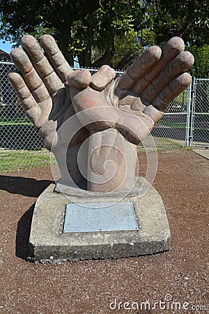 Hands Statue, State Deaf School in Salem, Oregon Stock Photo