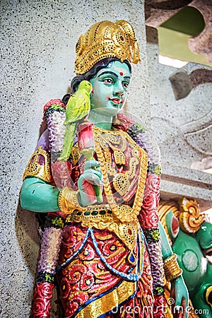 Statue of Parvati in Sri Veeramakaliamman Temple, Singapore Stock Photo