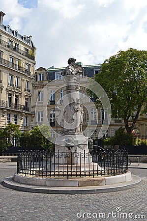 Statue of Paul Gavarni, Paris Stock Photo