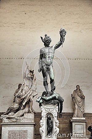 Statue of perseus with head in hand. Florence. Italy. Stock Photo